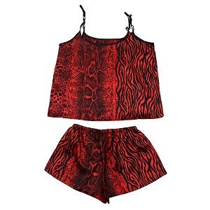 Valerie Digital print silky satin Night wear Cami set for women with eye mask and scrunchies - Oshi.pk - Buy & Sell Online