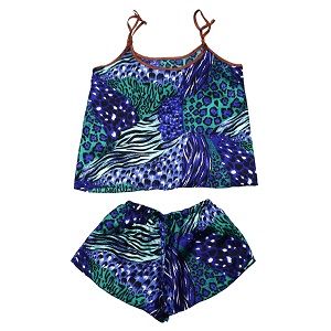 Valerie Digital print silky satin Night wear Cami set for women with eye mask and scrunchies - Oshi.pk - Buy & Sell Online