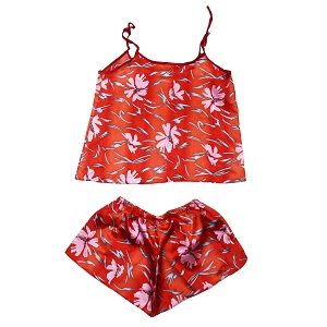 Valerie Digital print silky satin Night wear Cami set for women with eye mask and scrunchies - Oshi.pk - Buy & Sell Online