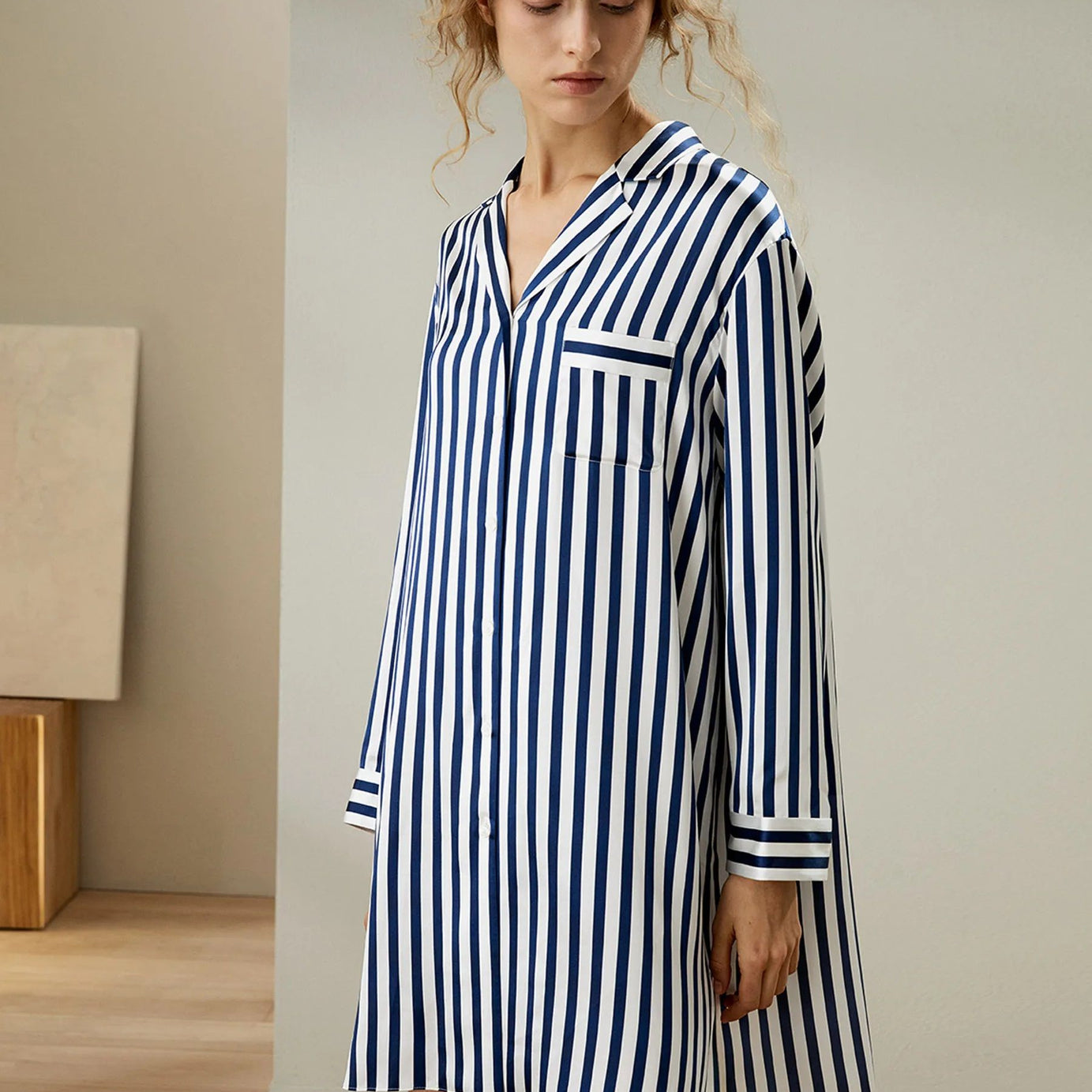 ValerieNight dress for women Nightwear Stripe Night Shirt has a relaxed and feels Cool and Smooth Sleepwear For Women (Studio By Arj) - Oshi.pk - Buy & Sell Online