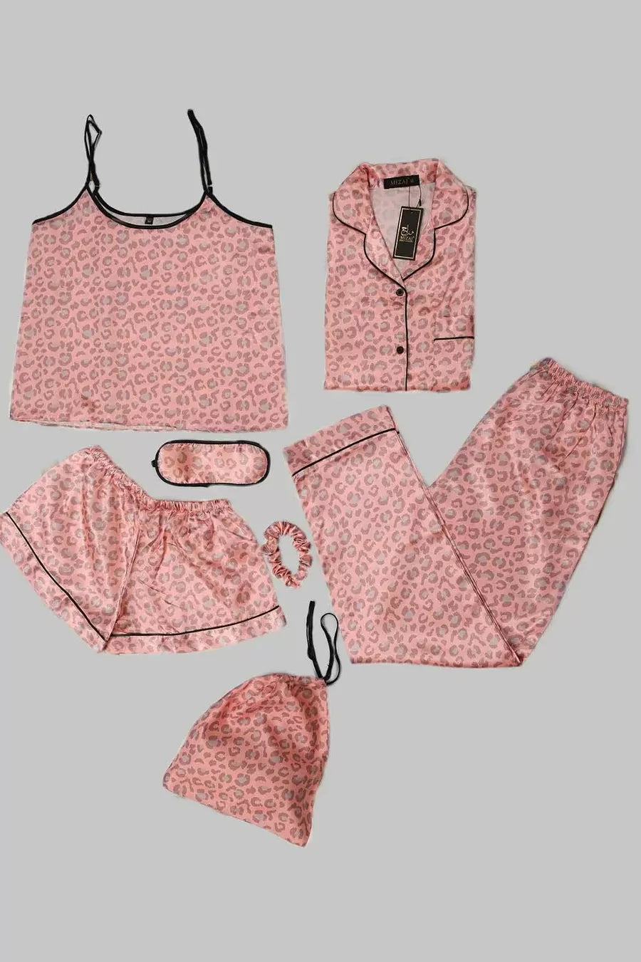 Valerie nightwear Sleepwear for Womens Sexy Silk Pajamas Set Satin Cami Pjs Set 7pcs Loungewear Camisole Nightwear Wife Gift - Oshi.pk - Buy & Sell Online