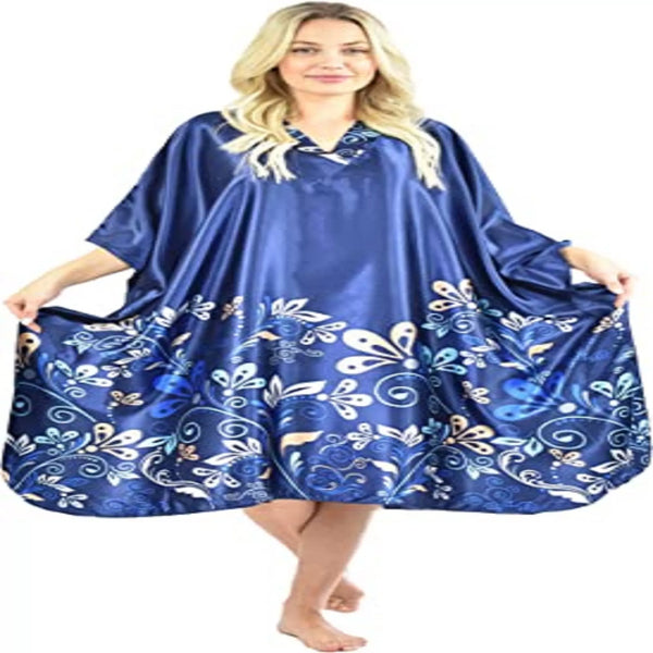 Valerie silky & smoothly Satin night dress V-neck Printed short kaftan - Oshi.pk - Buy & Sell Online
