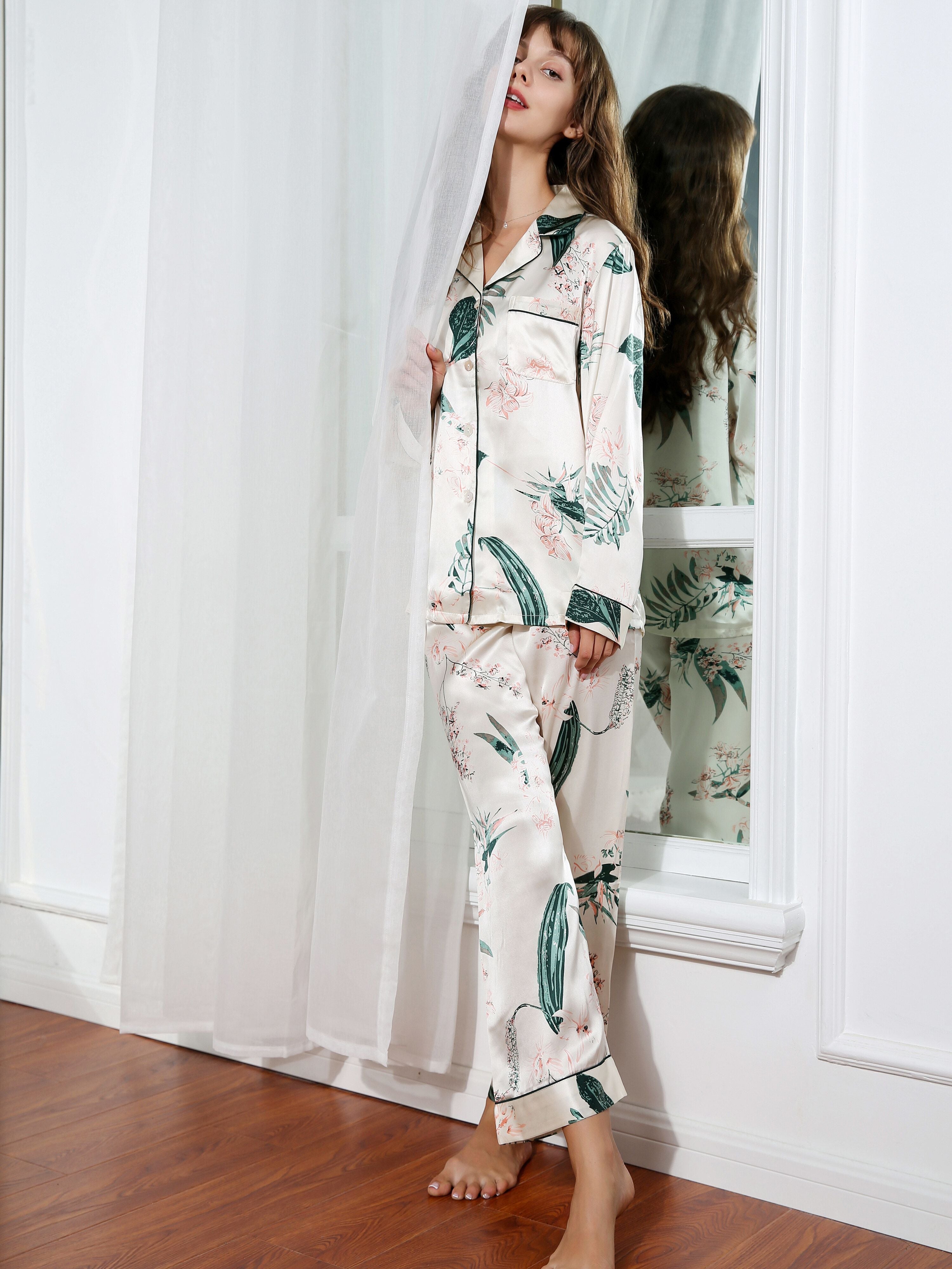 Valerie silky Printed flower pajama set for women - Oshi.pk - Buy & Sell Online