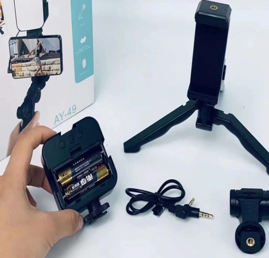 VLog Mobile Vlogging Kit, Video Making kit, with tripod stand, Microphone, Led Light, Mobile Holder ALL IN ONE Better Sound And Lighting - Oshi.pk - Buy & Sell Online