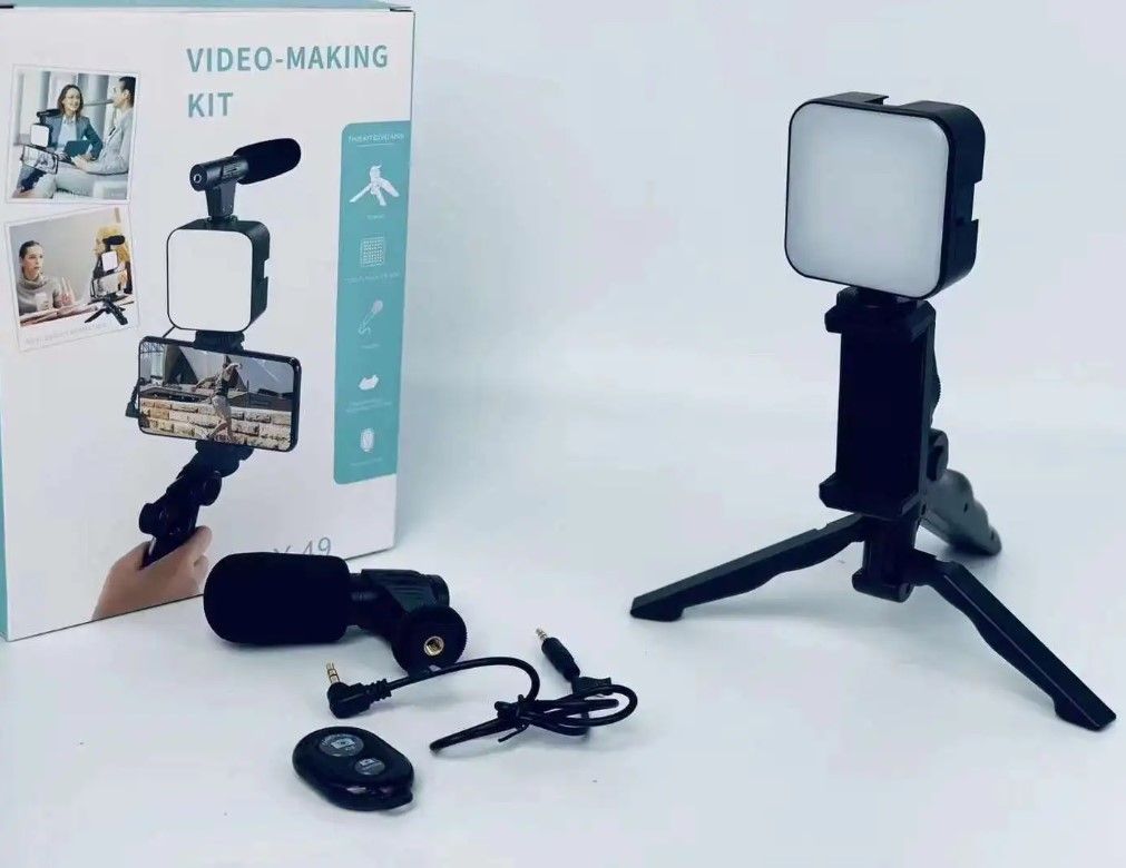 VLog Mobile Vlogging Kit, Video Making kit, with tripod stand, Microphone, Led Light, Mobile Holder ALL IN ONE Better Sound And Lighting - Oshi.pk - Buy & Sell Online