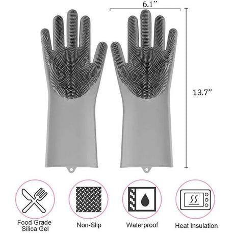 Washing Dishes Silicone Gloves Waterproof Insulated Gloves Bathroom Kitchen And Bathroom Cleaning Car Wash Multi-Purpose Gloves - Oshi.pk - Buy & Sell Online