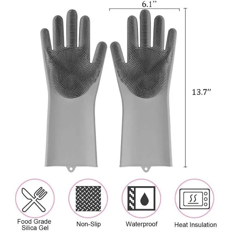Washing Dishes Silicone Gloves Waterproof Insulated Gloves Bathroom Kitchen And Bathroom Cleaning Car Wash Multi-Purpose Gloves - Oshi.pk - Buy & Sell Online