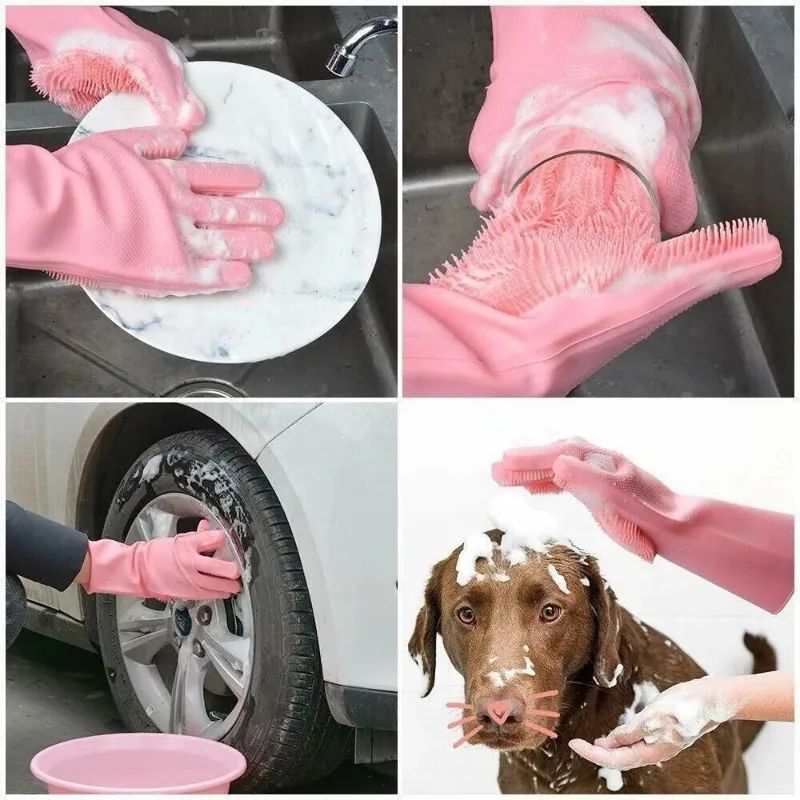 Washing Dishes Silicone Gloves Waterproof Insulated Gloves Bathroom Kitchen And Bathroom Cleaning Car Wash Multi-Purpose Gloves - Oshi.pk - Buy & Sell Online