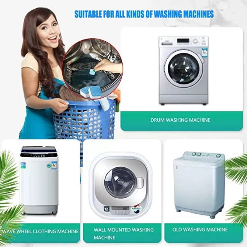 Washing Machine Cleaning Tablets 12PCS Washing Machine Cleaner Bacteria Remover Cleaning Detergent Tablets Laundry Expert Deep Cleaner Odor Removal - Oshi.pk - Buy & Sell Online