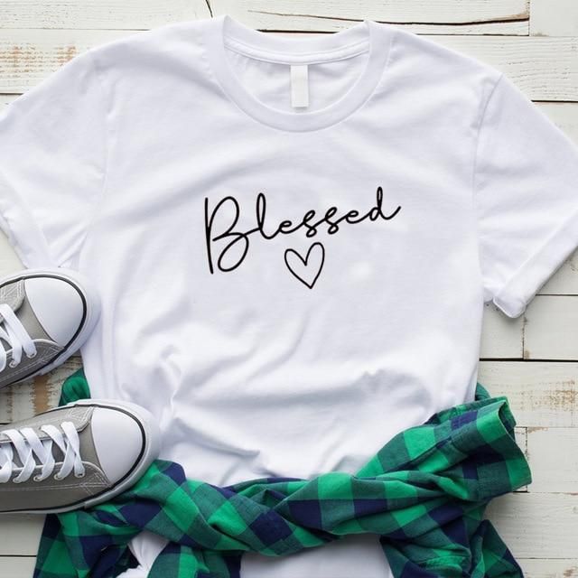 White Blessed Printed Cotton Halfsleeves Shirt - Oshi.pk - Buy & Sell Online