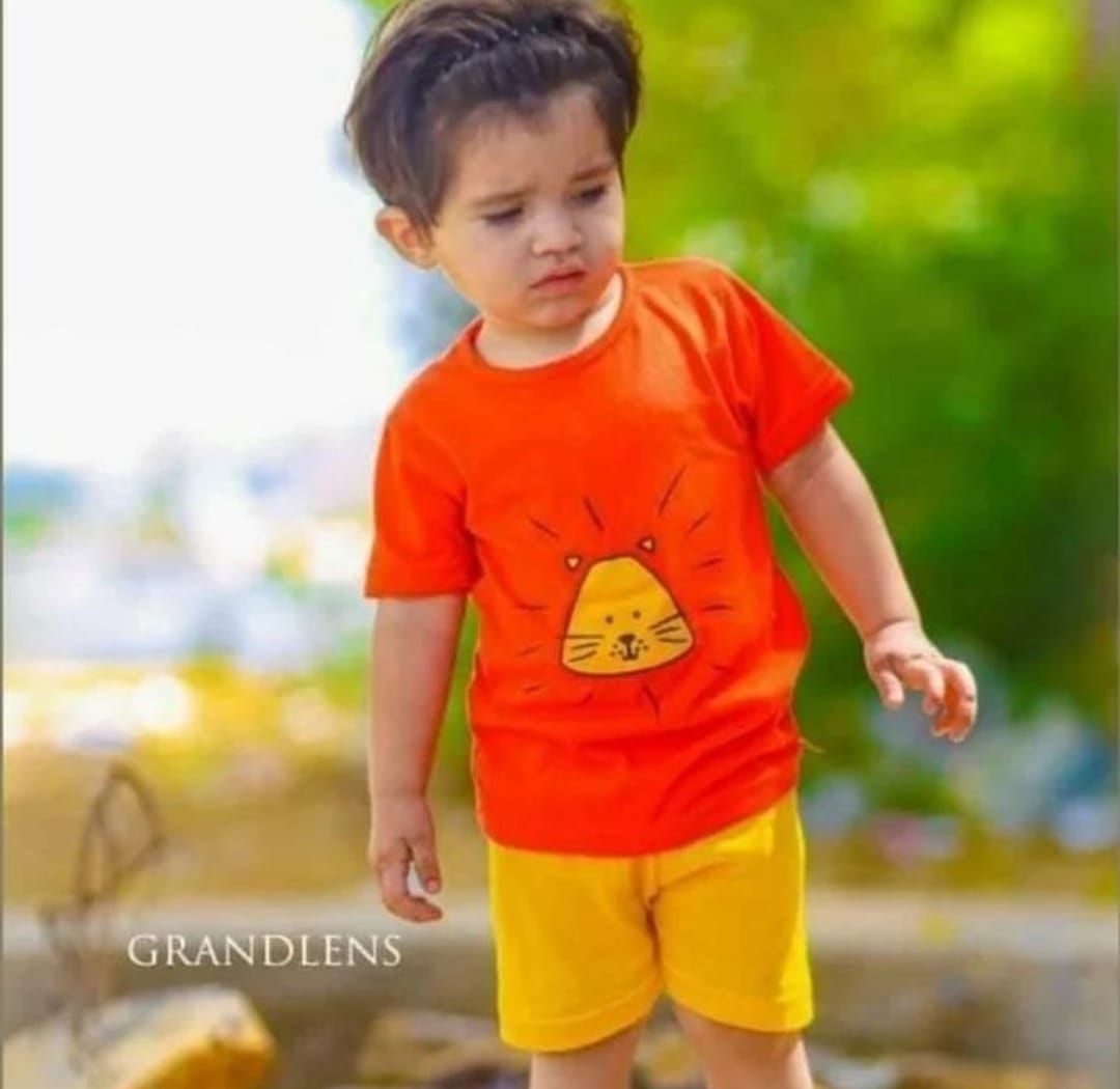 Orange Tshirt and Yellow Short Kids Night Dress - Oshi.pk - Buy & Sell Online