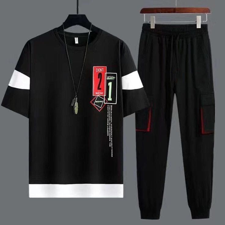 Stylish Short Sleeves Printed Pannelling Tracksuit For Men - Oshi.pk - Buy & Sell Online
