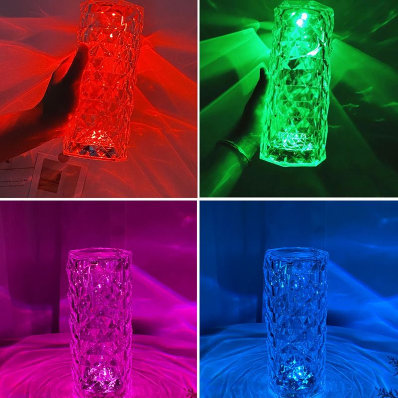 LED Crystal Lamp Rose Crystal Diamond Table Lamp Acrylic Touch Atmosphere Light 16 Colors Fantasy Night Light Six-Speed Dimming C - Oshi.pk - Buy & Sell Online
