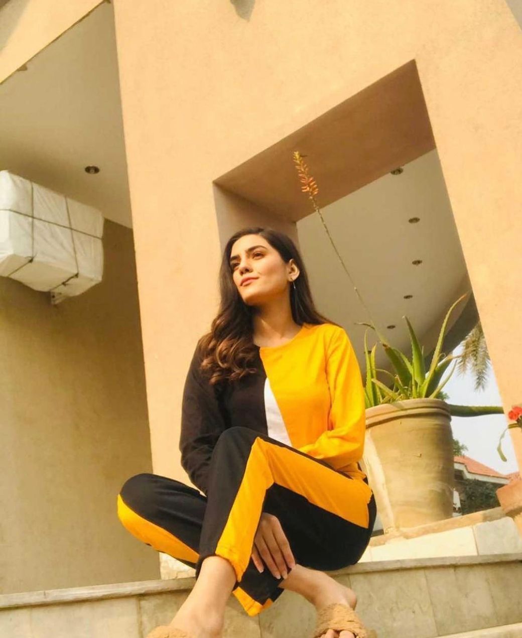 Yellow Panel Full Sleeves Gym T Shirt with Panel Pajama Suit for her - Oshi.pk - Buy & Sell Online
