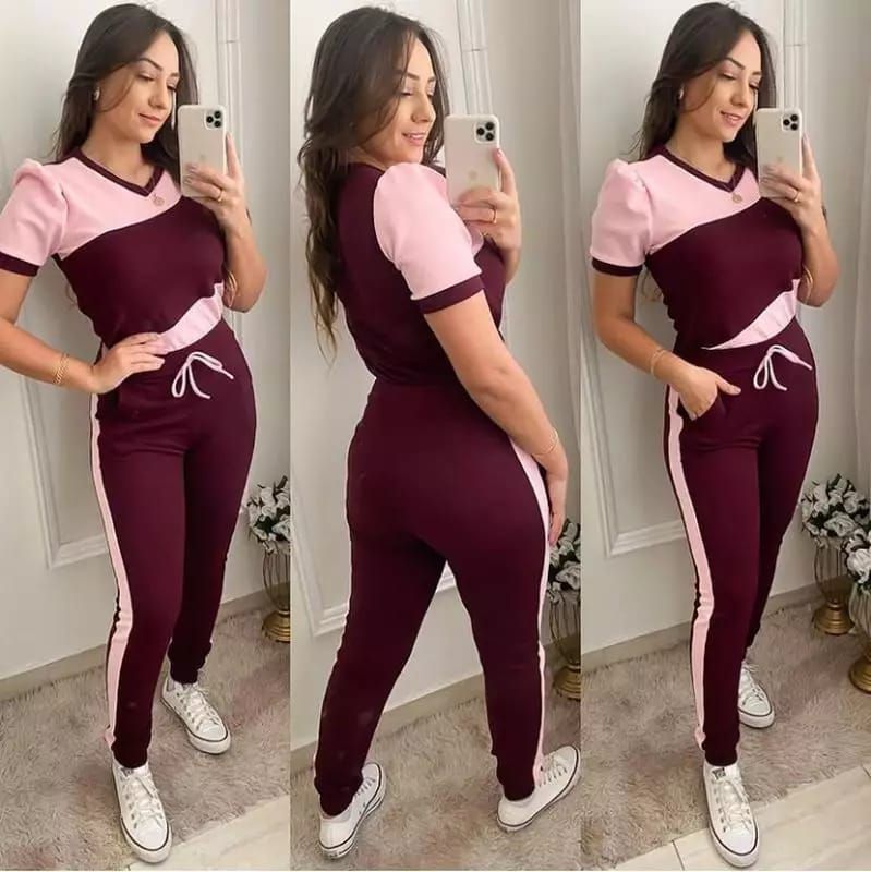 Maroon Panel Gym Summer Suit Or Yoga Suit Tracksuit For Her - Oshi.pk - Buy & Sell Online