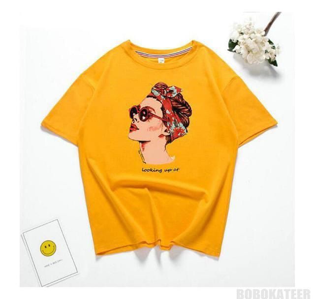 Yellow Pop Art sketch Printed T-Shirts for Girls & Women's - Oshi.pk - Buy & Sell Online