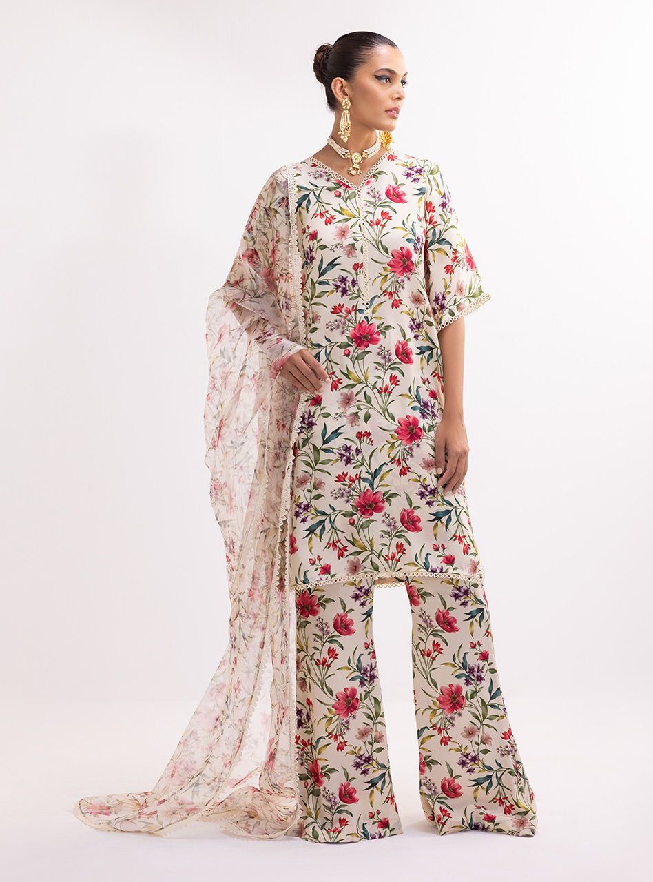Zainab Chottani Digital Printed 3 PCS Women Unstitched Suit - Off White - Oshi.pk - Buy & Sell Online