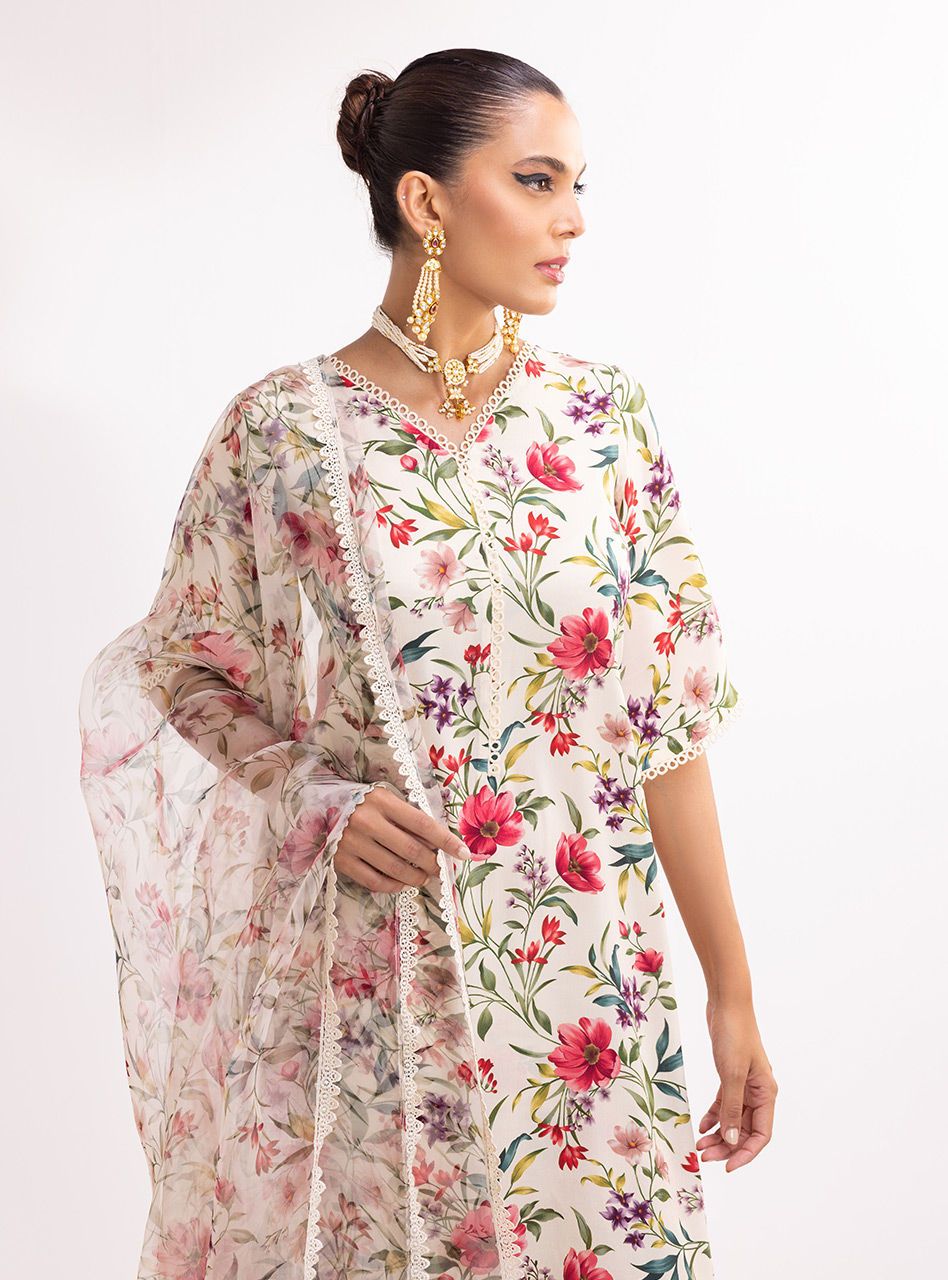 Zainab Chottani Digital Printed 3 PCS Women Unstitched Suit - Off White - Oshi.pk - Buy & Sell Online