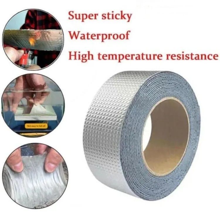 1.5m Super Strong Waterproof Butyl Aluminum Rubber Foil Tape Repair Adhesive Leak Proof Tape Seal For Surface Crack Pipe Rupture High Strength Double Side Adhesive Tissue Tape, Magic Tape, Strong Tape - Oshi.pk - Buy & Sell Online