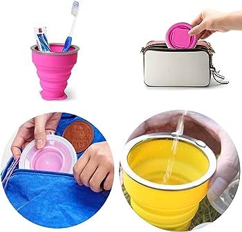 1 Pc - Collapsible Travel Cup - Ultra-Slim Foldable Silicone Cup with Lid for Coffee, Water, Tea - Portable Camping, Outdoor Sets - Random Colors - Oshi.pk - Buy & Sell Online