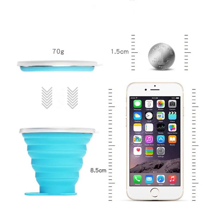 1 Pc - Collapsible Travel Cup - Ultra-Slim Foldable Silicone Cup with Lid for Coffee, Water, Tea - Portable Camping, Outdoor Sets - Random Colors - Oshi.pk - Buy & Sell Online