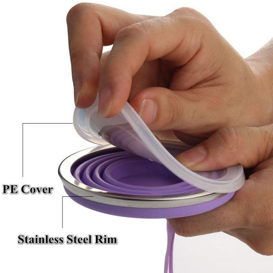 1 Pc - Collapsible Travel Cup - Ultra-Slim Foldable Silicone Cup with Lid for Coffee, Water, Tea - Portable Camping, Outdoor Sets - Random Colors - Oshi.pk - Buy & Sell Online