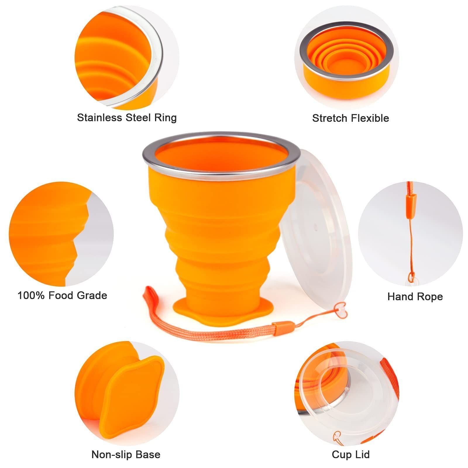 1 Pc - Collapsible Travel Cup - Ultra-Slim Foldable Silicone Cup with Lid for Coffee, Water, Tea - Portable Camping, Outdoor Sets - Random Colors - Oshi.pk - Buy & Sell Online