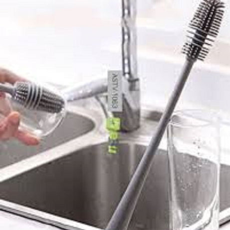 1 Pc - Long Bottle Cleaning Brush for Washing Water Bottle, Narrow Neck Containers, Hydro Flask, Vacuum Sports Bottle, Vase and Glassware - 33 cm - Gr - Oshi.pk - Buy & Sell Online