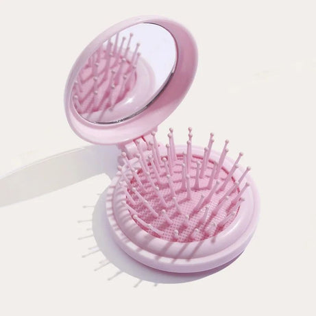 1 Pc Cute Folding Portable Massage Hair Comb Mirror Smooth Detangler Comb Detangling Hair Brush Hairdressing Tools - Oshi.pk - Buy & Sell Online