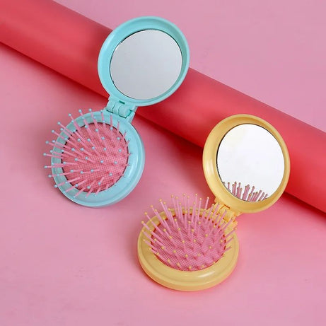 1 Pc Cute Folding Portable Massage Hair Comb Mirror Smooth Detangler Comb Detangling Hair Brush Hairdressing Tools - Oshi.pk - Buy & Sell Online