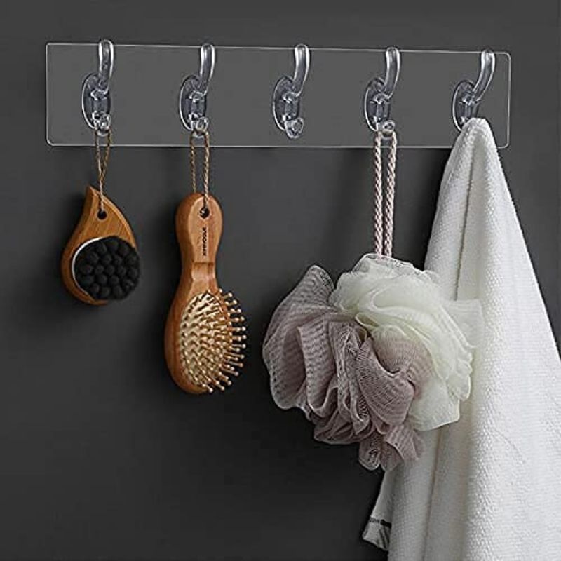 1 Pc Self Adhesive 6 or 5 Hooks Sticker Strip for Wall Hanging Multi-Purpose Item Heavy Duty Sticky Hook for Hanging Reusable Waterproof Without Drill - Oshi.pk - Buy & Sell Online