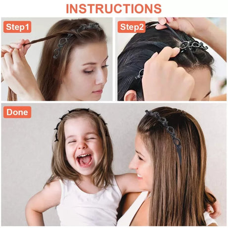 1 Pcs Black Hair Band with Clips Hair Style Twister Hair Bands Hairband Hairstyle Hair Pin Clip Hair Bands Women Girls Hair Accessories - Oshi.pk - Buy & Sell Online