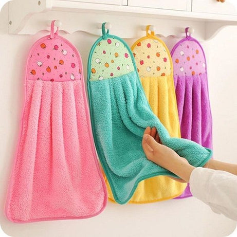 1 Piece Coral Velvet Soft Hand Towel Absorbent Cloth Dish cloth Hanging Cloth - Oshi.pk - Buy & Sell Online