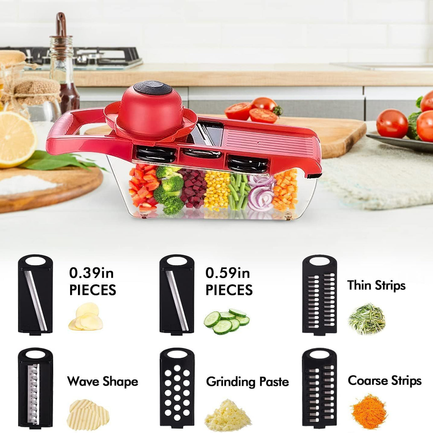 10 In 1 Multi-Function Vegetable And Fruit Chopper, Mandoline Slicer, Onion Potato Cheese Shredder, Salad Spiralizer Cutter, Veggie Grater Dicer Artifact With Vegetable Peeler,Hand Guard And Container