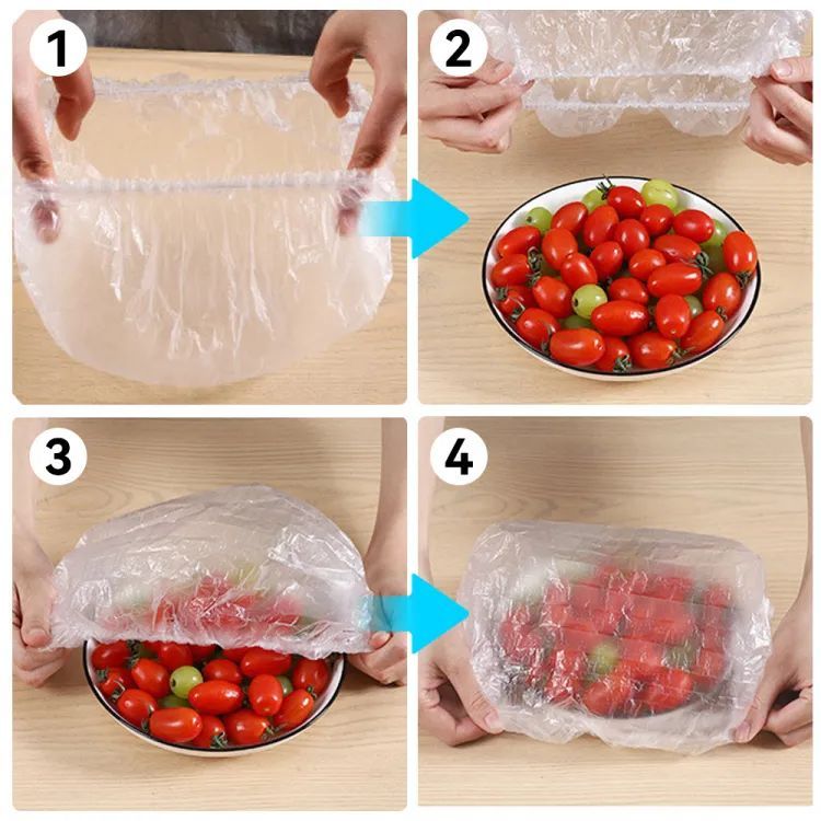 100Pcs Disposable Plastic Bag Food Cover Wrap Elastic Food Bags Lids For Fruit Bowls Cup Cap Storage Kitchen Organizer Fresh Keeping Saver Bag - Oshi.pk - Buy & Sell Online