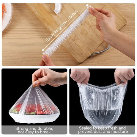 100Pcs Disposable Plastic Bag Food Cover Wrap Elastic Food Bags Lids For Fruit Bowls Cup Cap Storage Kitchen Organizer Fresh Keeping Saver Bag - Oshi.pk - Buy & Sell Online