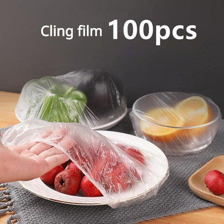 100Pcs Disposable Plastic Film Food Storage Cover