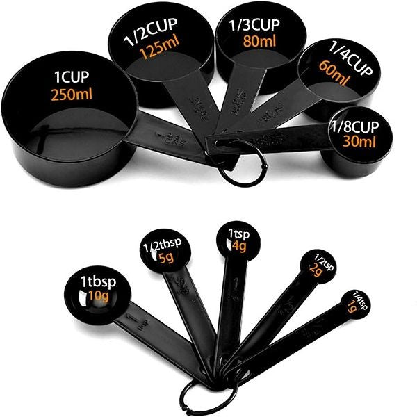 10pcs Plastic Measuring Cup and Spoon Set Black - Oshi.pk - Buy & Sell Online