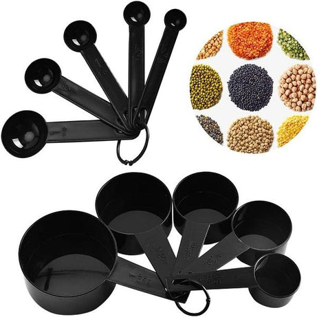10pcs Plastic Measuring Cup and Spoon Set Black - Oshi.pk - Buy & Sell Online