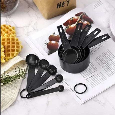 10pcs Plastic Measuring Cup and Spoon Set Black