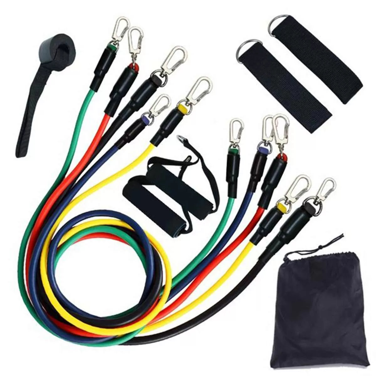 11 PCS Latex Resistance Band Set Yoga Pilates Abs Exercise Fitness Gym Workout Set With Elastic Tube, Door Anchor, Ankle Straps, And Handles For Weigh - Oshi.pk - Buy & Sell Online