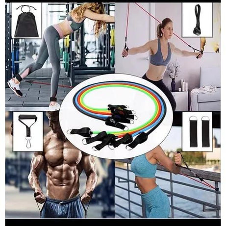 11 Pcs Latex Resistance Band Transform Your Home into a Personal Gym with Our 11-Piece Resistance Band Set! - Oshi.pk - Buy & Sell Online