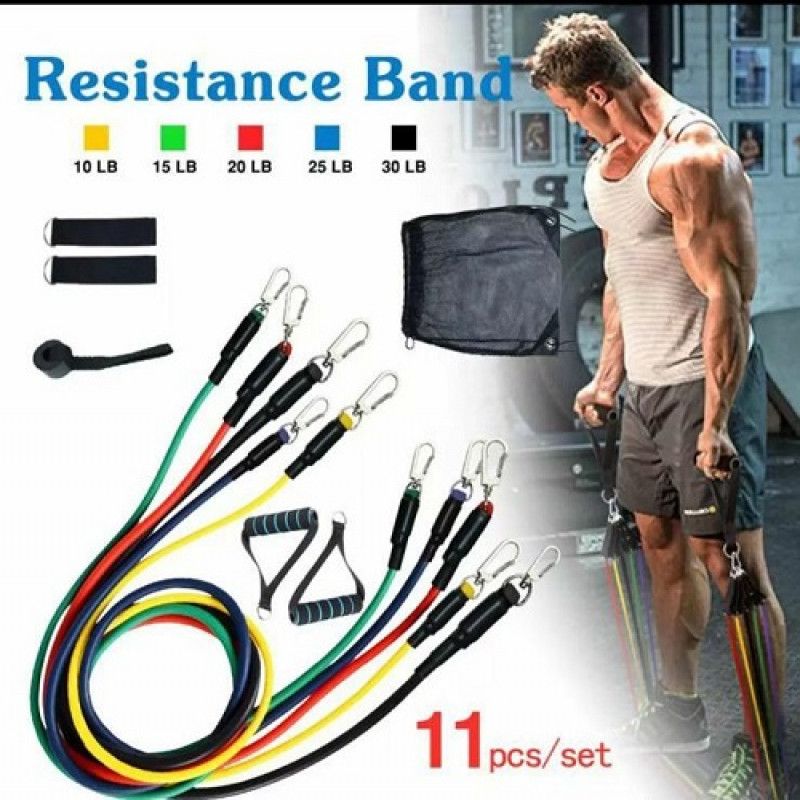 11(PCS) Power Exercise Resistance Band Set 5 in 1 Fitness Band Equipment for Men and Women - Oshi.pk - Buy & Sell Online