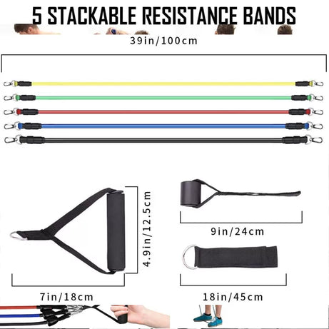 11(PCS) Power Exercise Resistance Band Set 5 in 1 Fitness Band Equipment for Men and Women - Oshi.pk - Buy & Sell Online