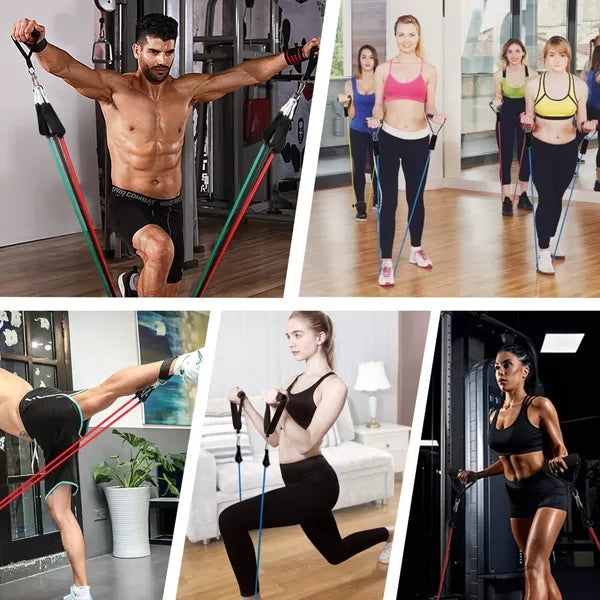 11(PCS) Power Exercise Resistance Band Set 5 in 1 Fitness Band Equipment for Men and Women - Oshi.pk - Buy & Sell Online