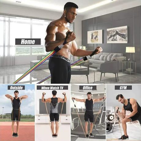 11(PCS) Power Exercise Resistance Band Set 5 in 1 Fitness Band Equipment for Men and Women - Oshi.pk - Buy & Sell Online