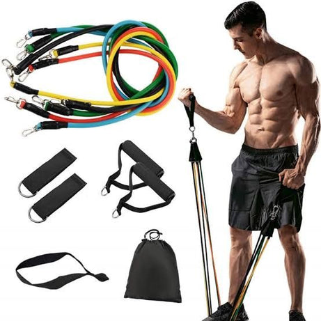 11(PCS) Power Exercise Resistance Band Set 5 in 1 Fitness Band Equipment for Men and Women