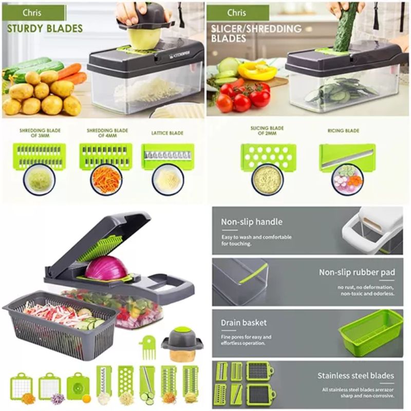 12 In 1 Vegetable Chopper Cutter Slicer Grater - Oshi.pk - Buy & Sell Online