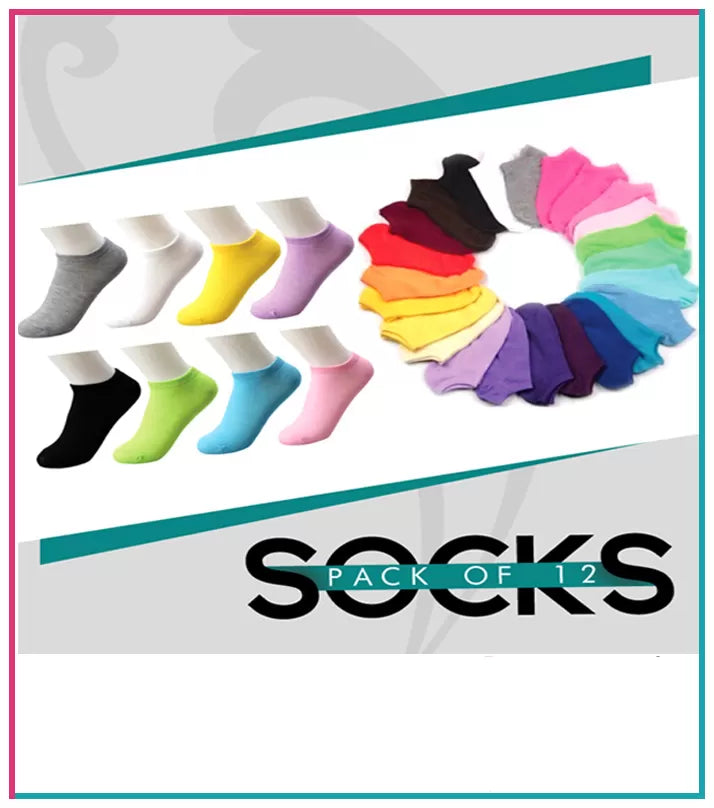 12 Pairs – Exported Cotton Ankle Socks for Women/Girls - Oshi.pk - Buy & Sell Online
