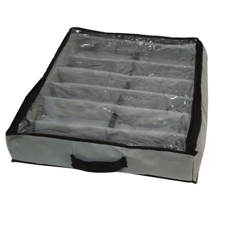 12 Pairs of Shoes Under Bed Shoe Organizer Bag Hard Solid Fabric with Clear Plastic Zip Cover - Oshi.pk - Buy & Sell Online